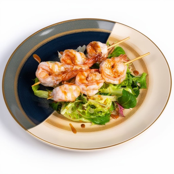 Brocheta de langostino.