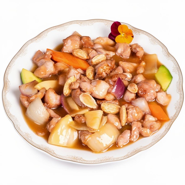 Pollo con almendra.